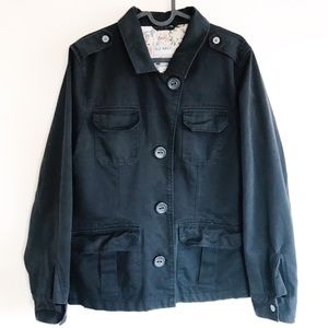 Old Navy Faded Black Trench Style Jacket Coat